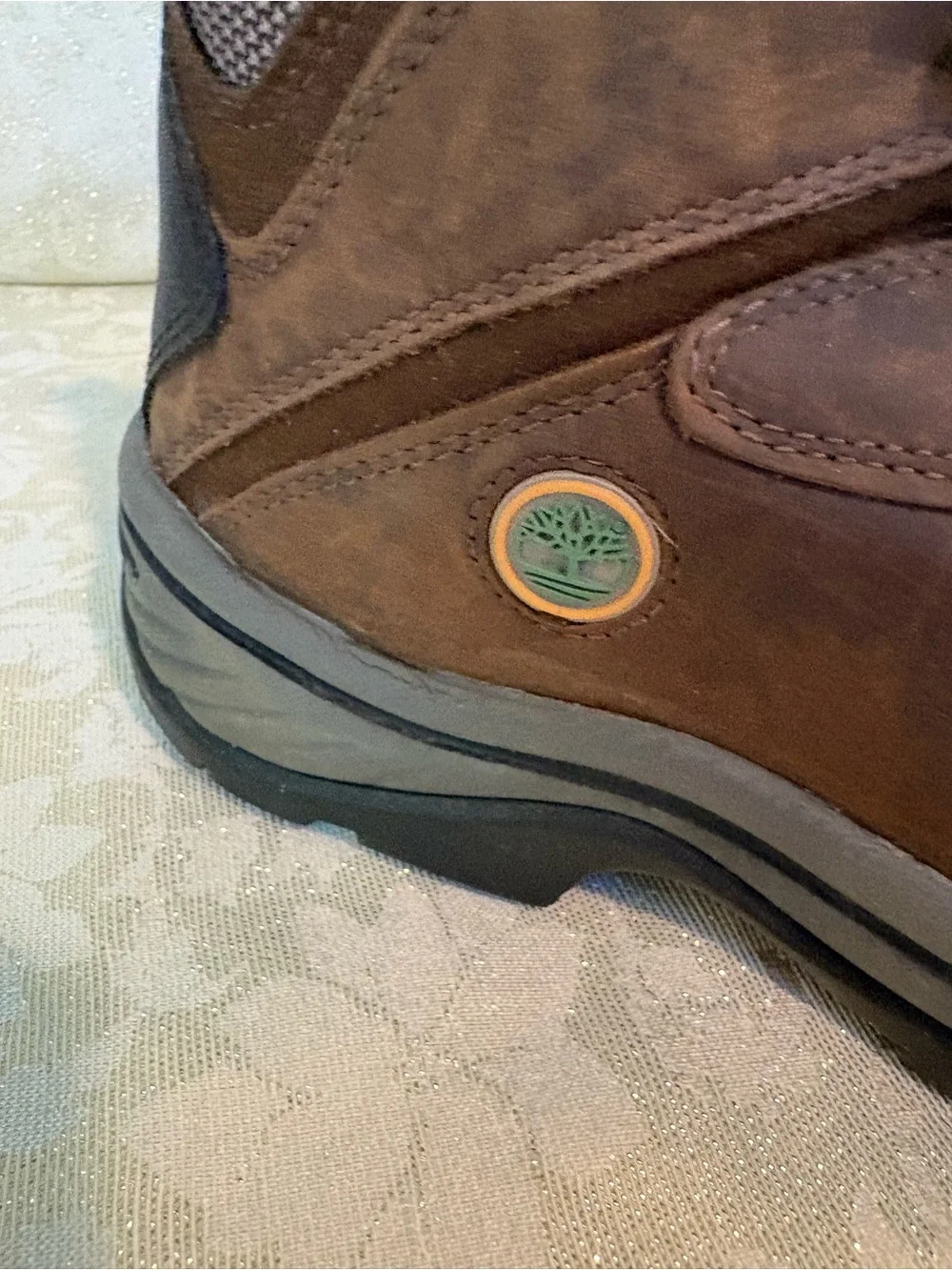 Timberland Men’s White Ledge Leather Waterproof Hiking Boots with Black Soles